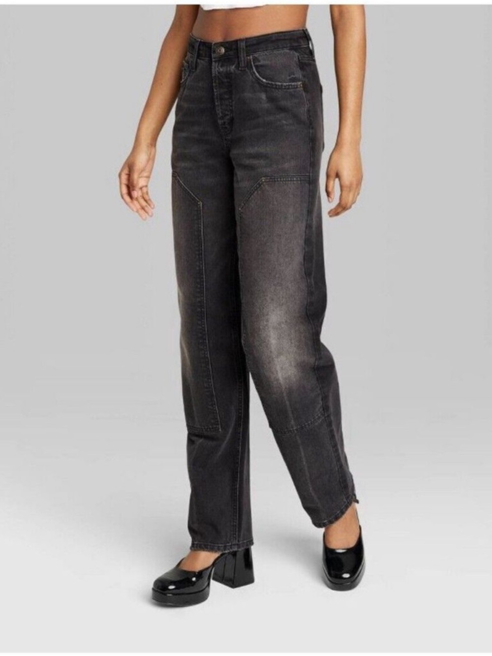 Women's Wild Fable High-Rise Straight Jeans in Black Wash Sz00